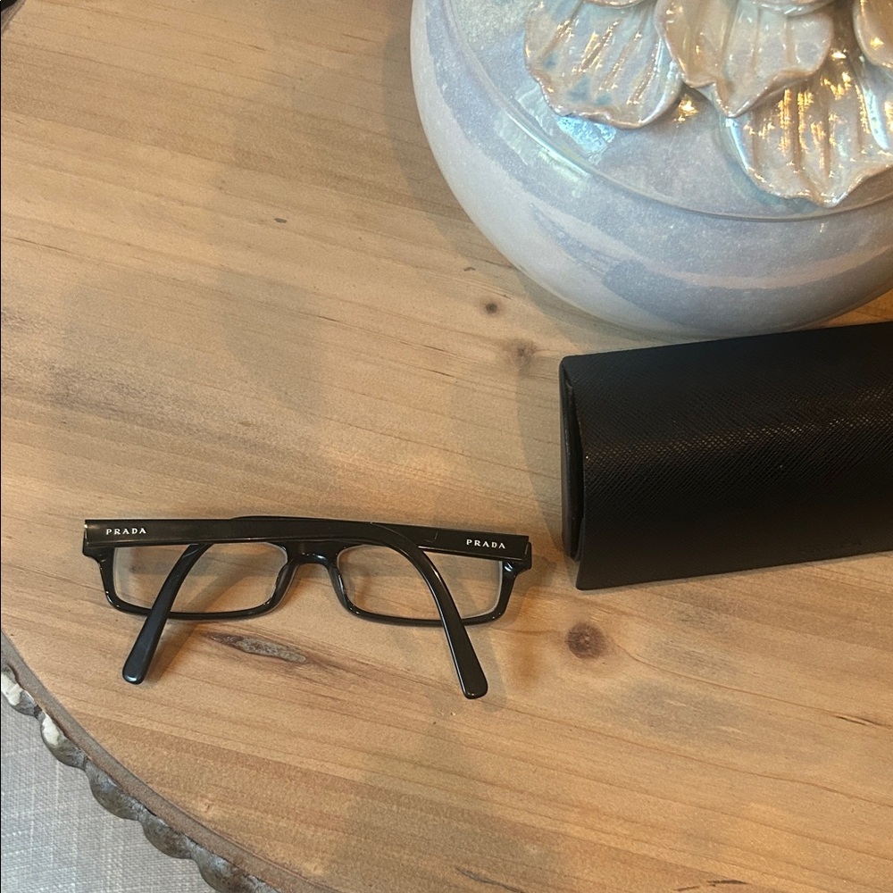 Prada Classic Black Rectangular Eyeglasses Vpr 07… - image 6